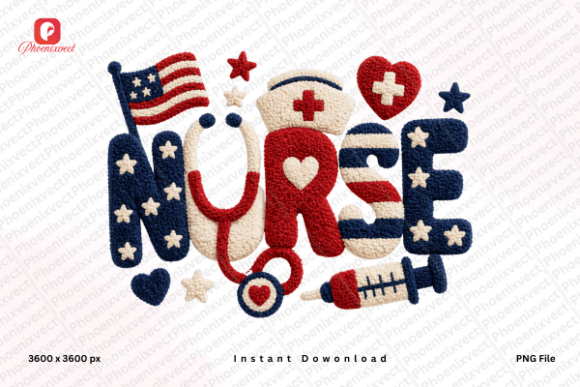 4th of July USA Flag Patriotic Nurse PNG: A Design Asset for Healthcare Heroes