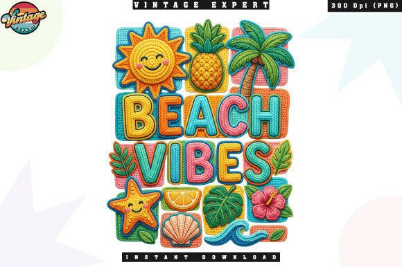 Beach Vibes Summer Crochet Yarn PNG: A Handcrafted Touch for Your Projects