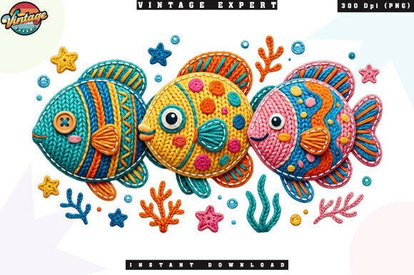 Crafting a Coastal Vibe with Ocean Sea Life Fish Crochet Yarn PNG