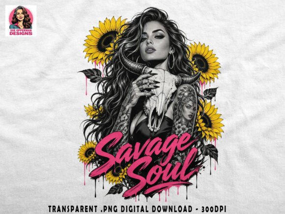 Savage Soul Skull Sunflower Girl: A Design Asset for Fierce Branding