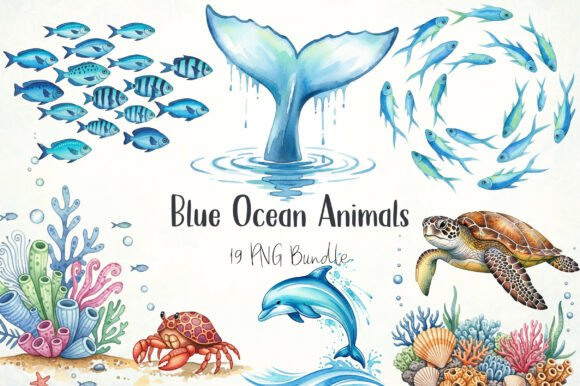 Watercolor Blue Ocean Animals Clipart: A Sea of Creative Possibilities